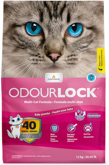 Intersand Odourlock Άμμος Γάτας Μπετονίτης με Άρωμα Baby Powder 12kg