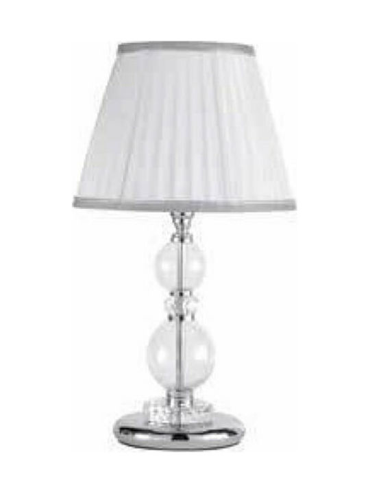 Ondaluce Bach Glass Table Lamp for Socket E14 with Silver Shade and Transparent Base