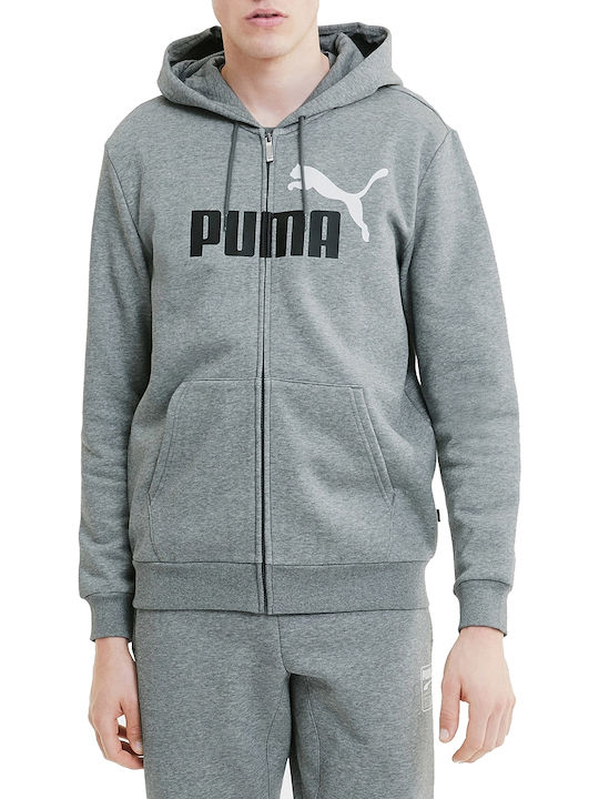 Puma Men's Sweatshirt Jacket with Hood and Pockets Gray