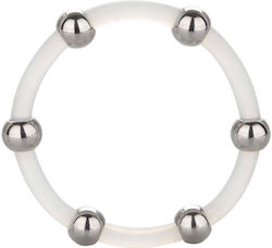 Calexotics Steel Beaded Silicone Ring Extra Large Δαχτυλίδι Πέους Σιλικόνης Λευκό