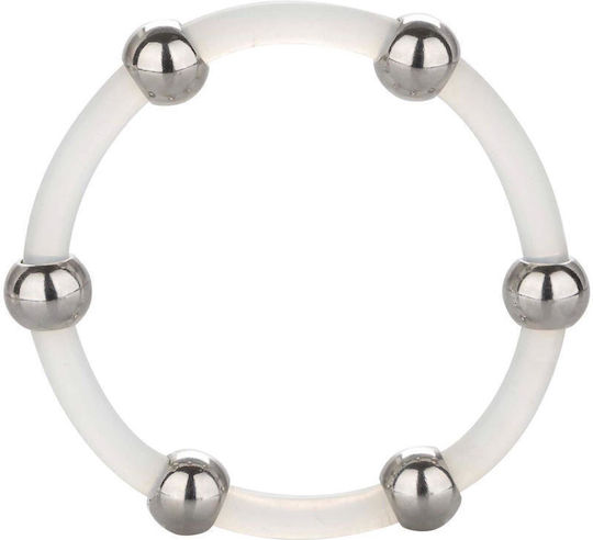 Calexotics Steel Beaded Silicone Ring Extra Large Δαχτυλίδι Πέους Σιλικόνης Λευκό
