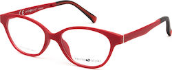 Centrostyle Clip On Children's Plastic Eyeglass Frame Cat Eye with Clip On Red F0081 148