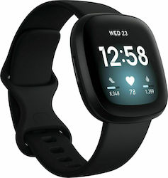 Fitbit Versa 3 Αδιάβροχο Smartwatch με Παλμογράφο (Black/Black Aluminum)
