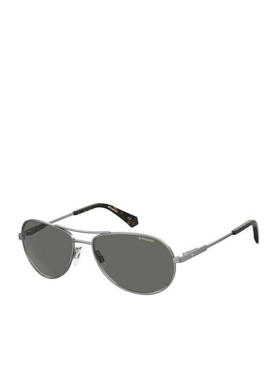 Polaroid Men's Sunglasses with Silver Metal Frame and Gray Polarized Lens PLD2100/S/X KJ1/M9