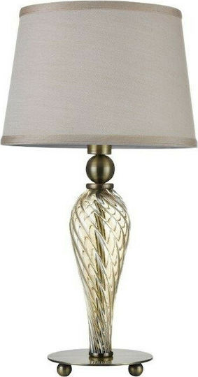 Maytoni Murano Glass Table Lamp with Beige Shade and Transparent Base