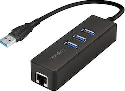 LogiLink USB 3.0 Hub 3 Θυρών με σύνδεση USB-A / Ethernet