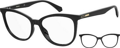 Polaroid Plastic Eyeglass Frame with Clip On Black PLDD406 807