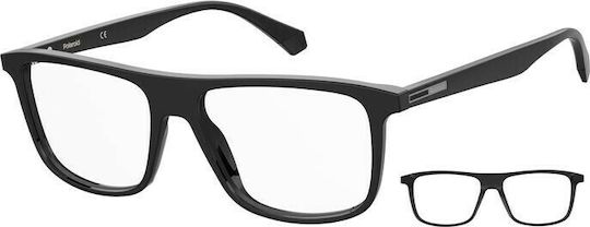 Polaroid Plastic Eyeglass Frame with Clip On Black PLDD405 807