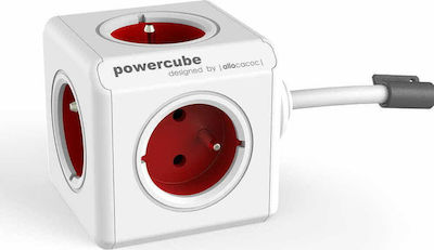 Allocacoc Extended 5-Outlet PowerCube 1.5m Red Γαλλικού Τύπου