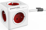 Allocacoc Extended PowerCube 5 Prize cu Cablu 3m Tip francez Roșu
