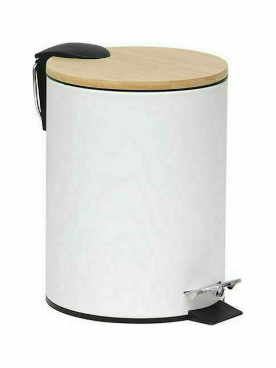 Aria Trade 6508100 Metallic Toilet Bin with Soft Close Lid 2.5lt White