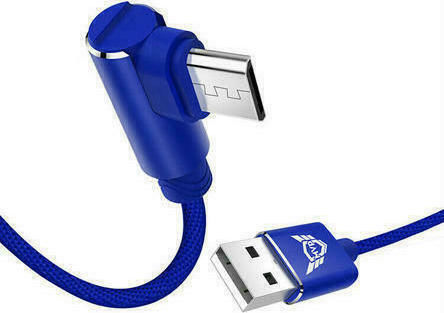 Foneng X12 Angle (90°) / Braided USB 2.0 to micro USB Cable Μπλε 1.2m 1τμχ