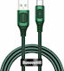 Baseus Power Delivery Braided USB 2.0 Cable USB-C Male - USB-A 15W Green 1m