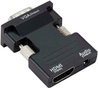 Powertech Konverter VGA männlich zu 3.5mm / HDMI weiblich Schwarz (CAB-H120)