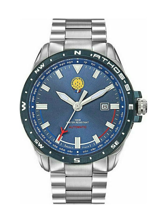 Patrouille De France Athos 5 Мъжки Часовник 44mm Автоматичен със Сребристо Стоманено Гривна