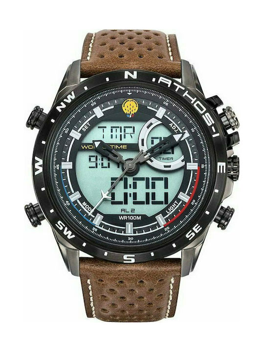 Patrouille De France Athos 1 Herrenuhr 47mm Chronograph Batterie mit Braun Lederarmband