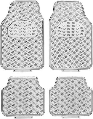 Auto Gs Set of Front and Rear Mats Universal 4pcs from Aluminum Silver