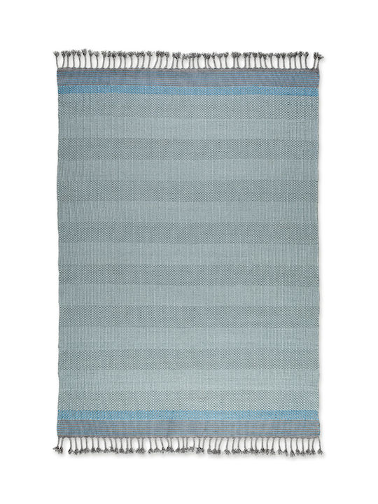 Tapicap Keren Handmade Rug Outdoor Rectangular Wool with Fringes Ciel-Blue