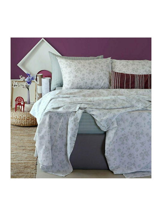 Melinen Bettbezug Baumwolle Einzelbett 160x245 Julia Aqua Aqua