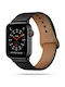 Tech-Protect LeatherFit Λουράκι Δερμάτινο με Pin Μαύρο (Apple Watch 42/44/45mm/Ultra 49mm)