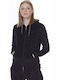 Body Action Women's Hooded Velvet Cardigan Black