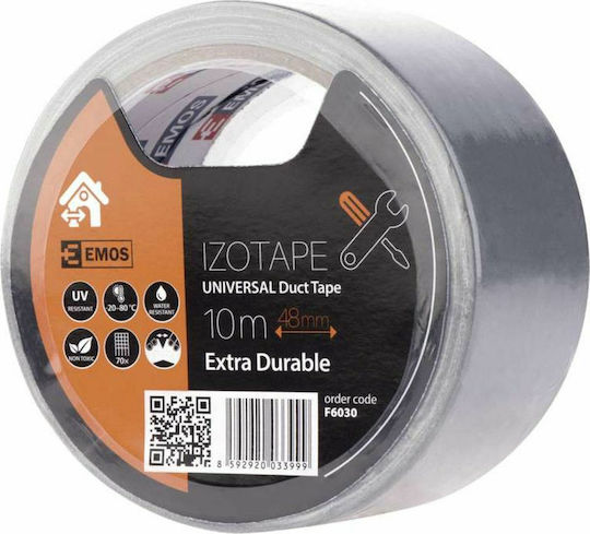 Emos Izotape Αυτοκόλλητη Υφασμάτινη Ταινία Ασημί 10mx48mm
