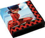 Party Napkins Miraculous Ladybug Red 33x33cm. 20pcs