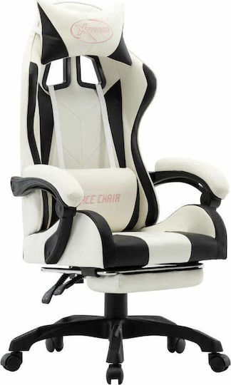 vidaXL Racing Artificial Leather Gaming Chair with Footrest Black / White