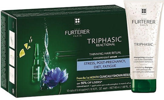 Rene Furterer Triphasic Hair Treatment Set against Hair Loss for Fine Hair with Shampoo