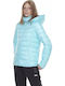 Body Action Women's Short Puffer Jacket for Winter with Hood Turquoise