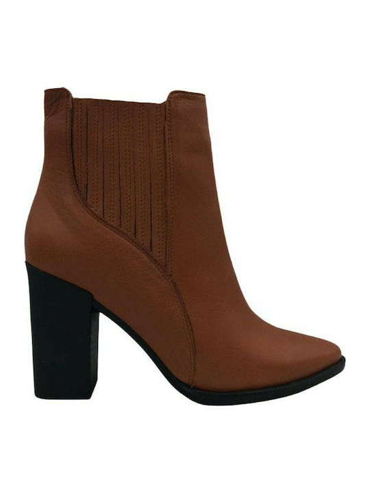 22203 Ghete Dama Din Piele Ankle Boots Culoare Full Face Tabac maro