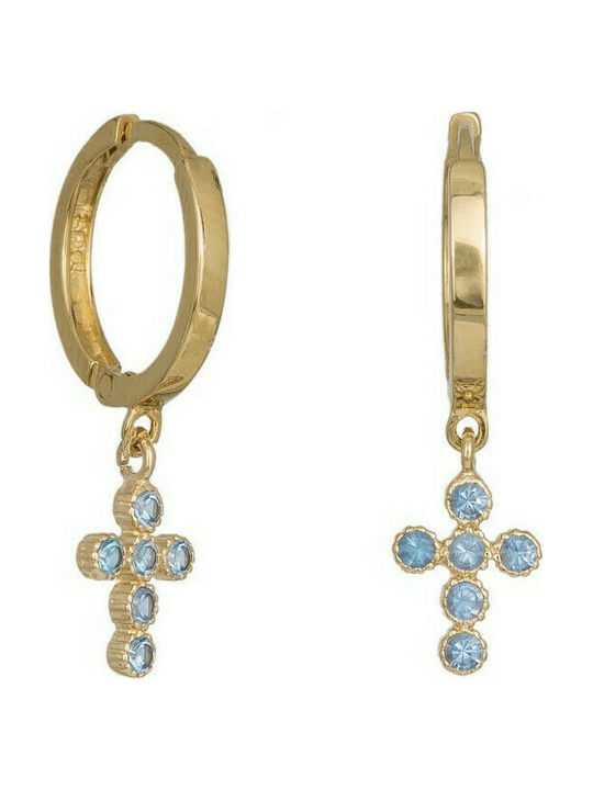 14K Gold earrings with pendant cross 036848 036848 036848 14 Carat Gold