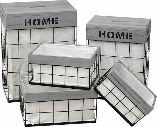 Set dekorative Körbe mit Deckel Grey 5Stück