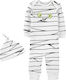 Carter's Romper with Hat Halloween Mummy Baby Bodysuit Long-Sleeved White