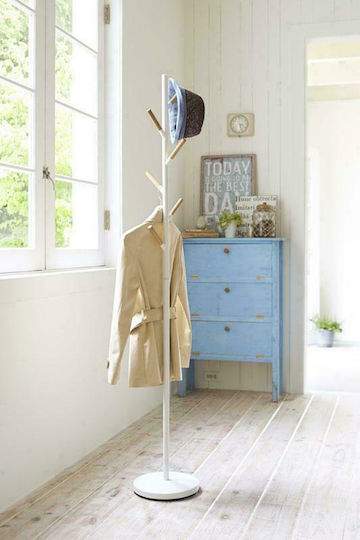 Yamazaki Metallic White Freestanding Coat Rack 2814