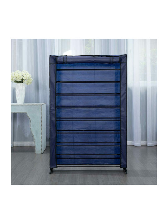 Fabric Shoe Organizer with 9 Shelves Blue 91x16x139cm