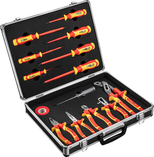 Neo Tools Werkzeugkoffer mit 13 Werkzeugsatz für Elektriker