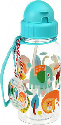 Rex London Kids Plastic Water Bottle with Straw Light Blue 500ml