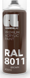 Cosmos Lac Σπρέι Βαφής Premium Acrylic με Γυαλιστερό Εφέ Nut Brown RAL 8011 400ml