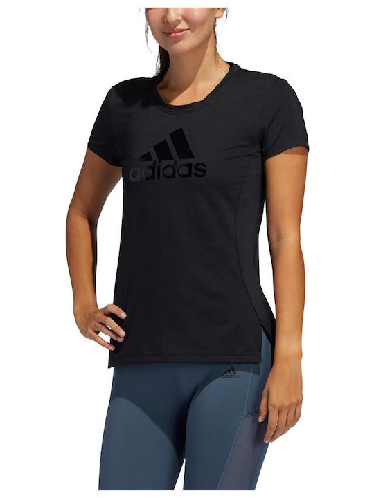 Badge Sport Logo Women's Crop T-shirt Fast Drying with Sheer Black