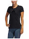 Badge Sport Logo Women's Crop T-shirt Fast Drying with Sheer Black