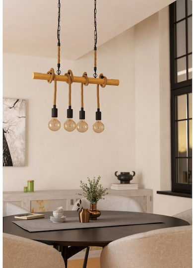 Eglo Youngstown Pendant Light Beige with Rope for 4 Bulbs E27 70cm