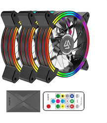 Alseye Halo 4.0 Gehäuselüfter 120mm (1100rpm / 24,8cfm) mit RGB-Beleuchtung und Verbindung 3-polig / 4-Pin Molex 3 Stück