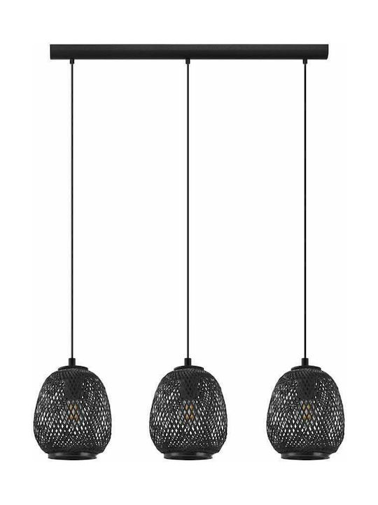 Eglo Dembleby Pendant Light Three-Light Rail for Socket E27 Black