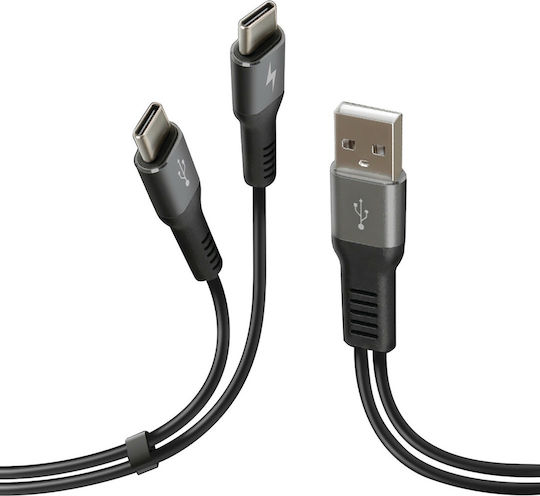 Lampa USB 2.0 Cable USB-C male - USB-A Μαύρο 1m L3869.9