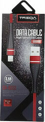 Treqa Regular USB to Lightning Cable Κόκκινο 1m (CA-8222)