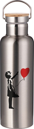 Koupakoupa Banksy Balloon Girl Μπουκάλι Θερμός Ανοξείδωτο 750ml Ασημί