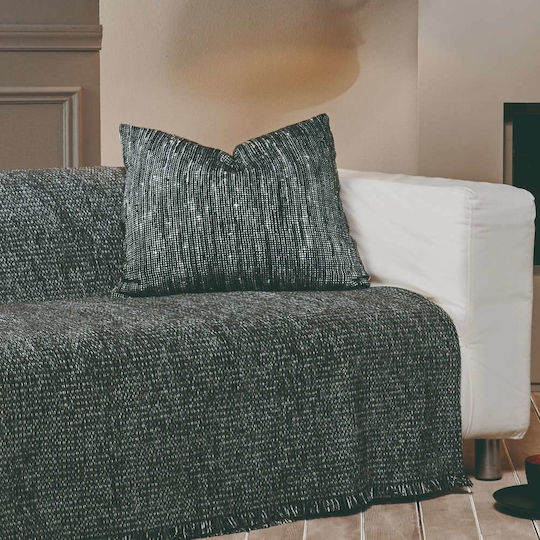 Kentia Arcana Three-Seater Sofa Throw Chenille 180x300cm 30 Dark Grey-Ecru