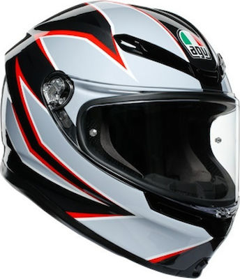 AGV K6 Multi Flash Matt Black/Grey/Red Κράνος Μηχανής Full Face 1220gr με Pinlock