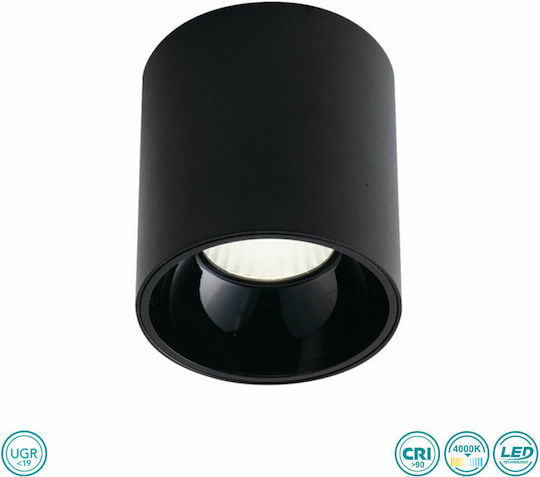 Fan Europe MIG-R20 NER Μονό LED Φυσικό Λευκό Σποτ σε Μαύρο Χρώμα